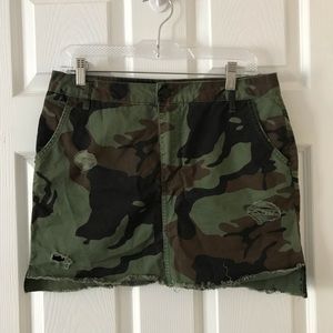 Distressed Camouflage Mini Skirt